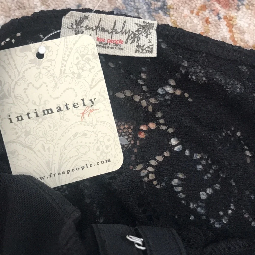 Free People Lace Night Rhythm Bodysuit in Black